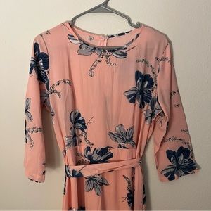 Pink maxi dress with blue flowers NWOT